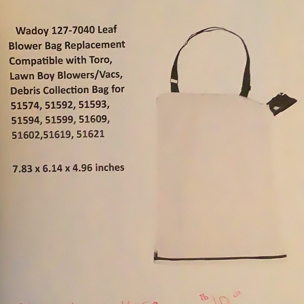 Leaf blower bag replacement